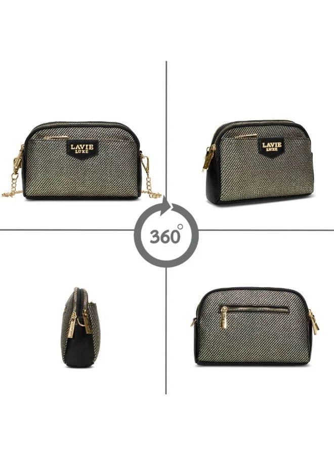 Lavie  Luxe Women's Glam Hemily 3 Compartment (Black) for Women | Best Price UAE